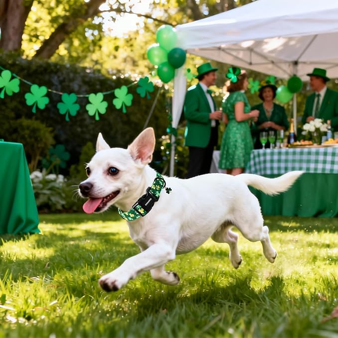 DOGWONG St Patrick's Day Dog Collar-Cute Green Clovers Dog Collars, Adjustable - Image 4