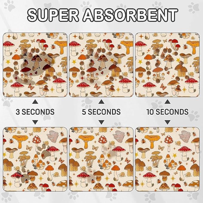 Dog Food Mat for Pet Cat Food Mat, Mushroom Absorbent Quick Dry Dog Bowl Mats - Image 4