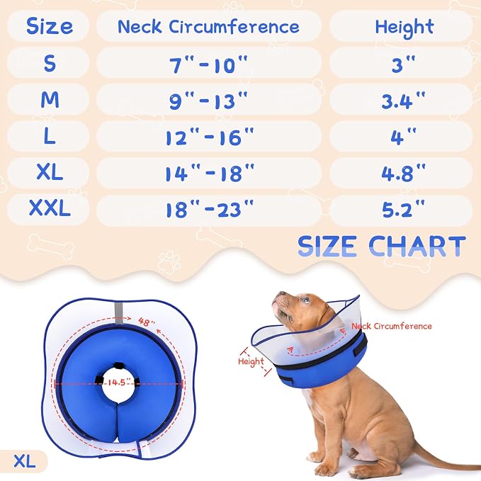 Supet Raised Inflatable Dog Cone Collar to Stop Licking, Soft Dog Cone - Image 6