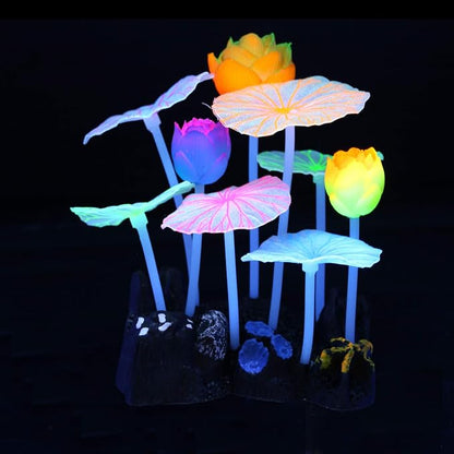 Lpraer 4 Pack Glow Aquarium Decorations Coral Anemone Lotus Leaf Seaweed - Image 5