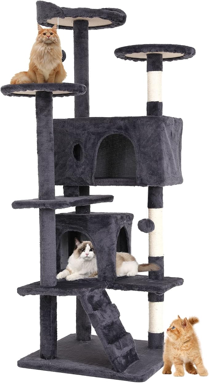 Cat Tree for Indoor Cats, Space Saving Cat Activity Center, Durable Pet Play by GINMAON