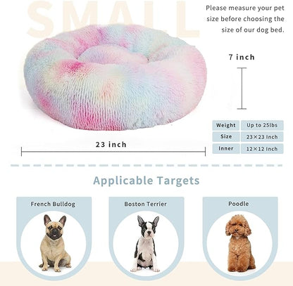 Calming Donut Dogs Beds for Small Dogs Washable, 23inch Plush Round Pet Bed for - Image 2