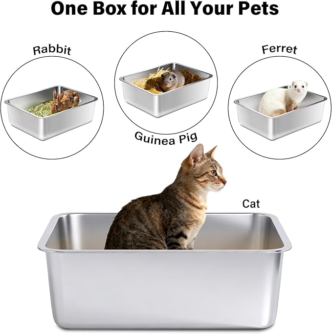 Stainless Steel Litter Box, Metal Cat Litter Box, Medium Cat Litterbox - Image 3