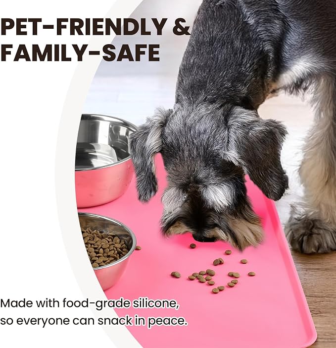 VIVAGLORY Dog Food Mat Flexmat Dog Bowl Mat, Placemat Food Tray - Image 3