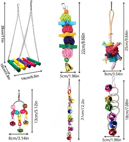 8 Pcs Parakeet Cockatiel Bird Toys, Parrots Cage Accessories Swing Wooden Perch - Image 5