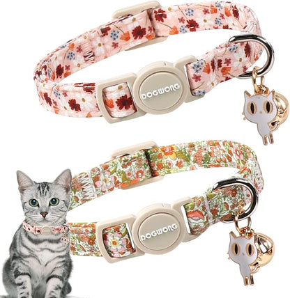 Cat Collar, 2 Pack Cute Cat Collars Breakaway by DOGWONG