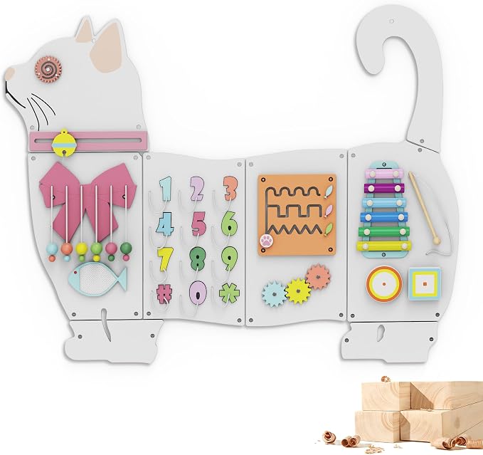 BlueWood Wooden Wall Busy Board Panels, Toddler Learning Activity Center by BlueWood