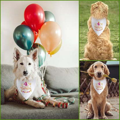 It's My 4th Birthday Dog Bandana Happy 4th Birthday Pet Triangle Scarf - Image 5