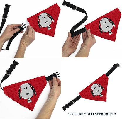 Peanuts Pet Bandana Peanuts Snoopy Face and Profile Pose Reds Slip On Collar - Image 6