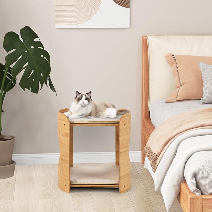 Tangkula Elevated Cat Bed for Indoor Cats, 2-Tier Cute Small Cat Tree Tower - Image 9