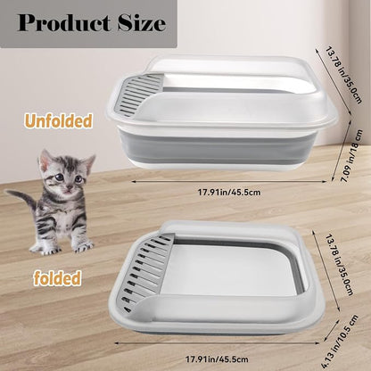 kathson Collapsible Litter Box for Kittens, Low Entry Senior Cat Litter Box - Image 5