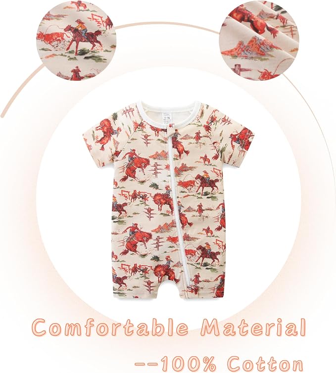 Unisex Summer Trendy 2-Pack Rompers Short Sleeve Zipped Bodysuit Infant Cotton - Image 3