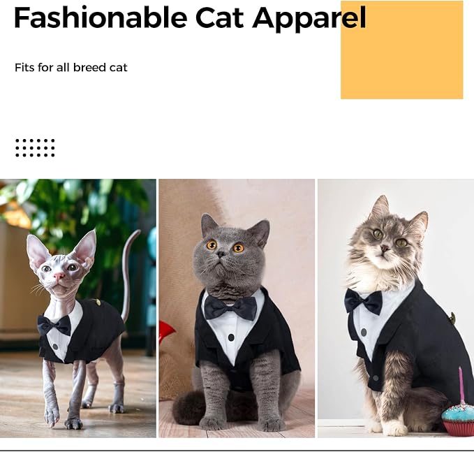 DENTRUN Cat Tuxedo Outfit, Sphynx Cat Costume Formal Suit - Image 6