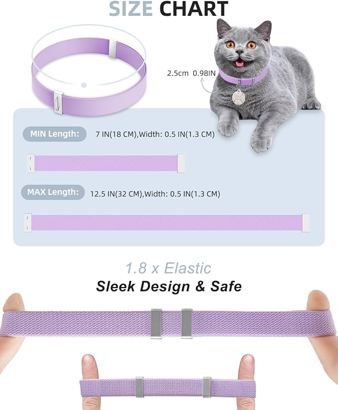Cat Collar with Bell, Stretch Elastic Quick Release, Non Breakaway Lightweight - Image 8