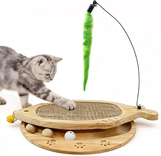 Cat Scratcher with Natural Sisal Pad, 3-in-1 Cat Scratching Board, 2-Tier by britepaws