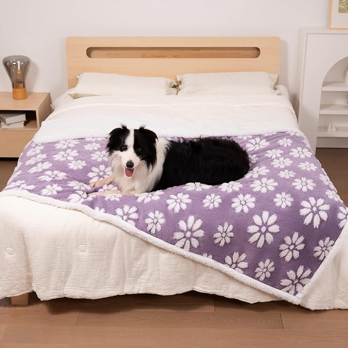 Waterproof Blanket for Dog Cat or Adult, Cute 3D Textured Flower Dog Blanket by Yaning