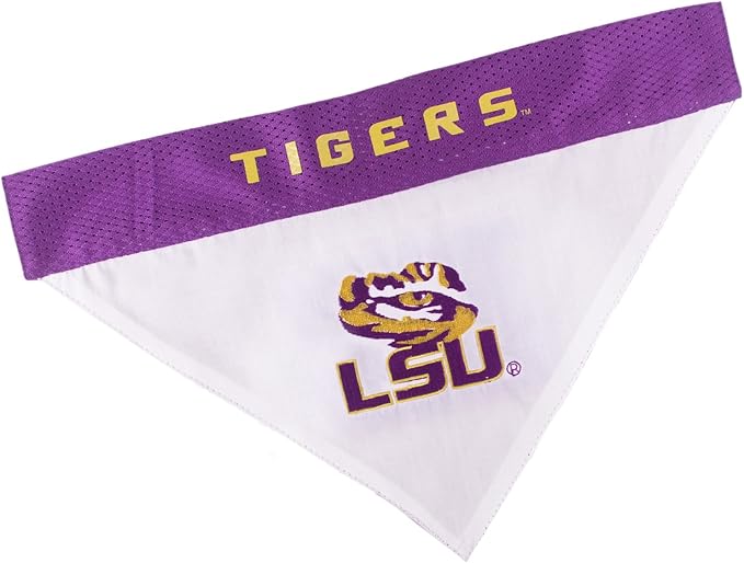 Pets First Collegiate Pet Accessories, Reversible Bandana, LSU Tigers, by PETSFIRST