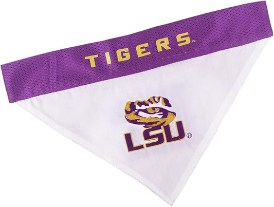 Pets First Collegiate Pet Accessories, Reversible Bandana, LSU Tigers, by PETSFIRST