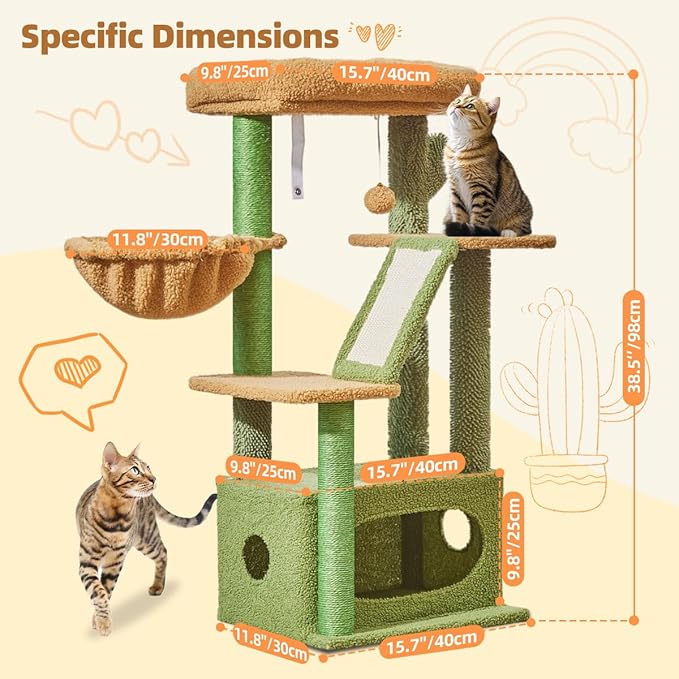 Taoqimiao Cat Tree, 38.5-Inch Cat Tower - Image 3