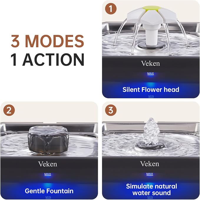 Veken Award-Winning Small Pet-Friendly Cat Water Fountain - Image 7