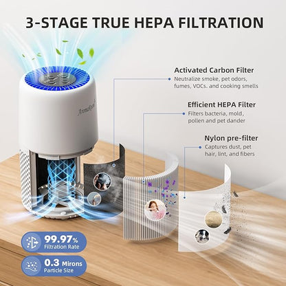Air Purifier for Home Bedroom, AromaRoom H13 HEPA Air Filter For Smoke Pollen - Image 3