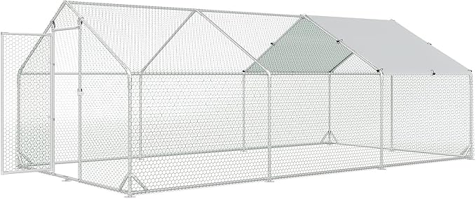 Large Metal Chicken Coop with Run Walk-in Poultry Cage Chicken Runs House Pen - Image 3