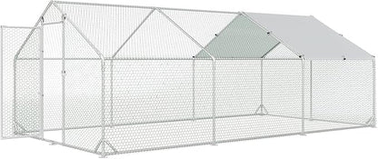 Large Metal Chicken Coop with Run Walk-in Poultry Cage Chicken Runs House Pen - Image 3