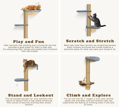 Cat Wall Shelves for Kittens, 83” Floor to Ceiling Cat Tree - Image 8