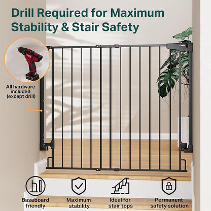 Cumbor 34" Extra Tall No Bottom Bar Baby Gate - Image 4