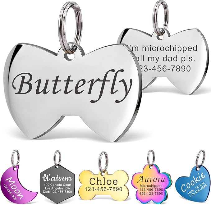 Anavia Personalized Pet ID Tags, Stainless Steel Glossy Laser Engraved Dog Cat by Anavia