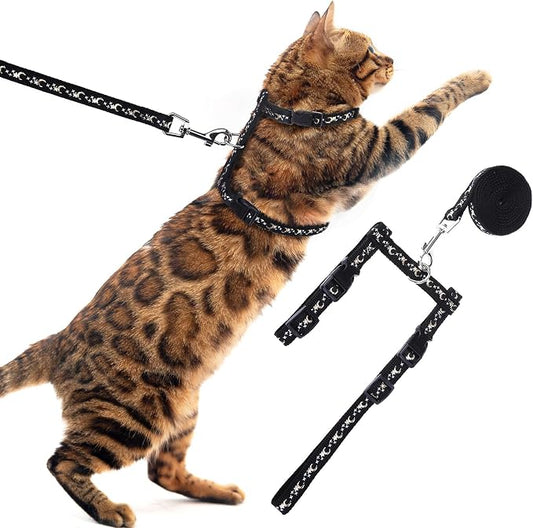PUPTECK Adjustable Cat Harness and Leash Set Escape Proof Kitten Strap Collar by PUPTECK