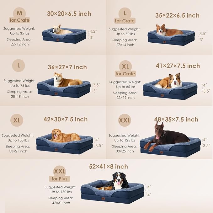 EHEYCIGA Orthopedic Dog Bed for Large Sized Dog, Waterproof Liner & Washable - Image 5