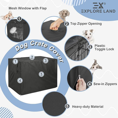 Explore Land Dog Crate Cover Heavy Duty Polyester Pet Kennel Sunshade Universal - Image 3