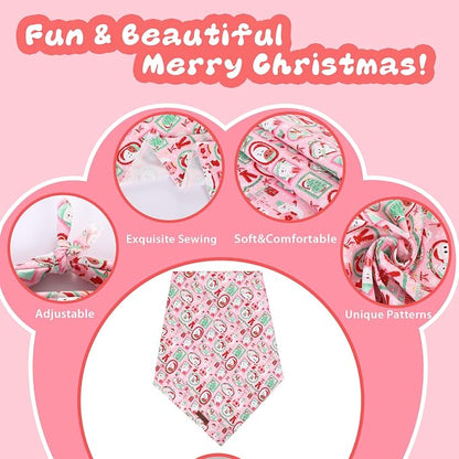 Christmas Dog Bandana–Adorable Happy Snowman Triangle Scarf - Image 2