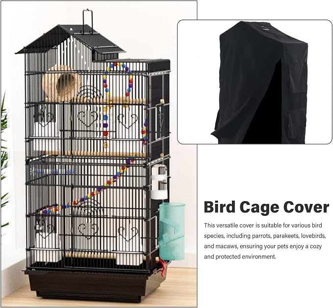 Bird Cage Cover Foldable Waterproof Black Bird Cage Cover Windproof Washable - Image 5