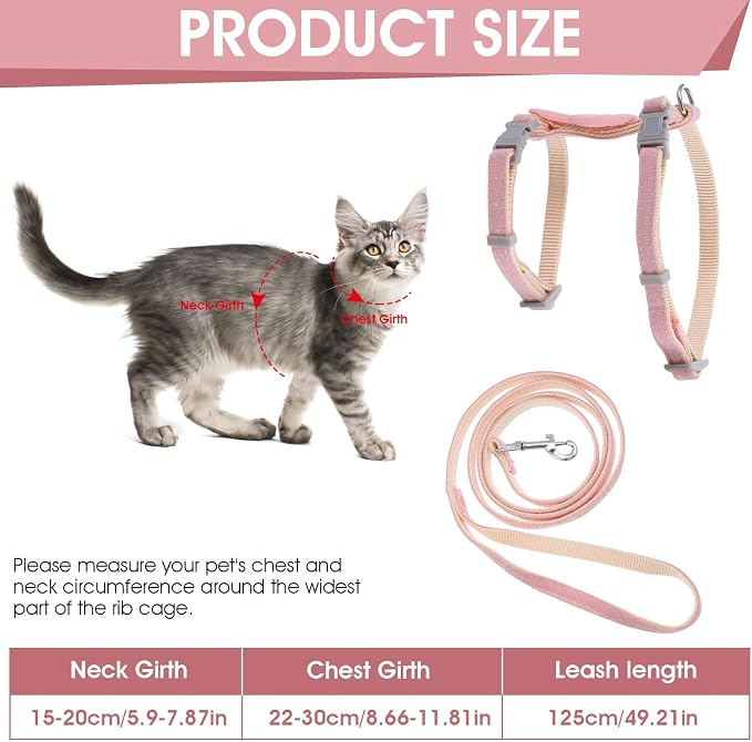 TIESOME Cat Harness and Leash Set, Adjustable Gradient Kitten Harness Escape - Image 2