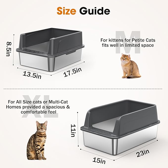 2PACK Stainless Steel Cat Litter Box - Image 5