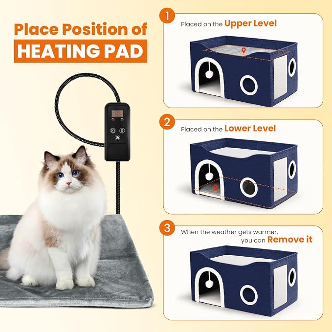 Indoor Heated Cat House, Adjustable Temperature Cat Heating Bed - Image 7