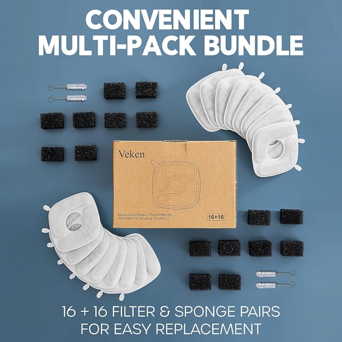 Veken Cat Water Fountain Filters, 16 Pack Replacement Filters & 16 Pack - Image 9