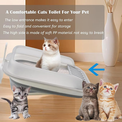 kathson Collapsible Litter Box for Kittens, Low Entry Senior Cat Litter Box - Image 4