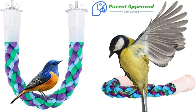 2Pcs 11.8’’Bird Rope Perches, Bendable Climbing Standing Chew Cage Toys - Image 7