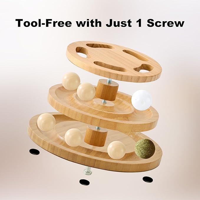 Cat Ball Track Toy with Puzzle Top, Extra Large Wooden Cat Toys - Image 6