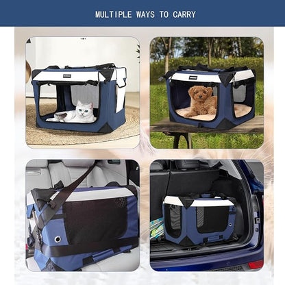 Large Cat Carrier, Collapsible Dog Travel Crate Portable Soft-Sided Pet Carrier - Image 6