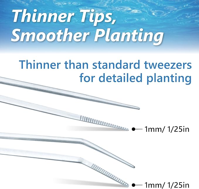 3-Piece Aquascaping Tools Set – 25cm / 9.8in Straight & Curved Long Tweezers - Image 4