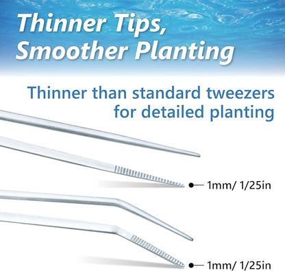 3-Piece Aquascaping Tools Set – 25cm / 9.8in Straight & Curved Long Tweezers - Image 4