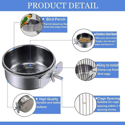 Tfwadmx 6 Pcs Bird Feeding Dish Cups Parrot Food Bowl Clamp Holder Coop Cup - Image 5