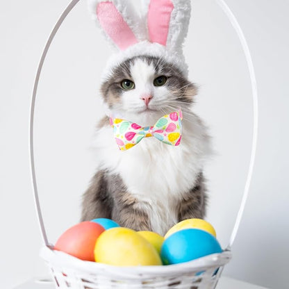2 Pack Easter Cat Collar with Bowtie Adjustable Cute Kitten Collars - Image 7