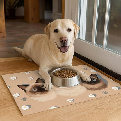 Cat Feedings Mats 20x12 inch Cute Cat Print Pet Bowl Placemat Non Slip Mat - Image 4