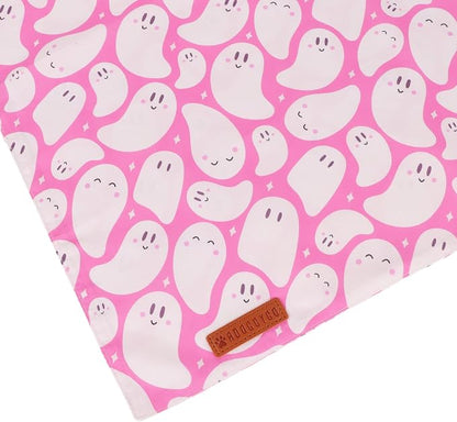 ADOGGYGO Pink Halloween Dog Bandanas 2 Pack, Reversible Ghost Pumpkin Scarf Bib - Image 6