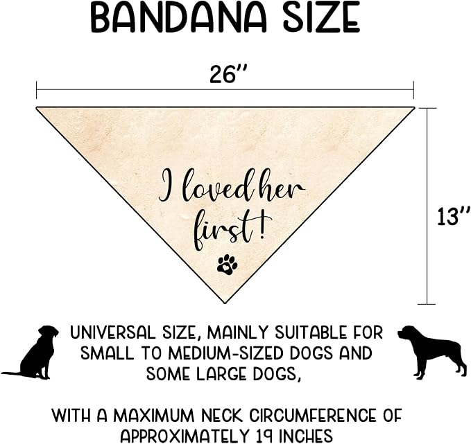 Engagement Gifts I Loved her First! Dog Bandana Pet Scarf Wedding Photo Prop - Image 2